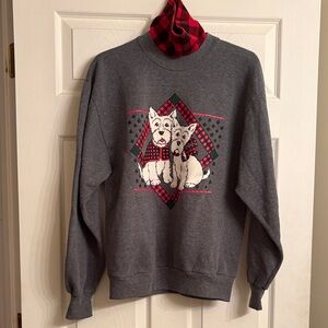 Vintage Gray Dog Print Women’s Sweatshirt